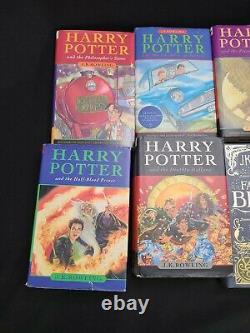 Vtg Harry Potter Ensemble Complet Livres 1-7 + Suppléments Jk Rowling Hc Avec Vestes À Poussière